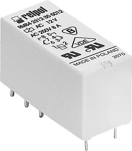 RM84-2012-35-1012 12VDC m/2 vekselkontakter. 8 Amp