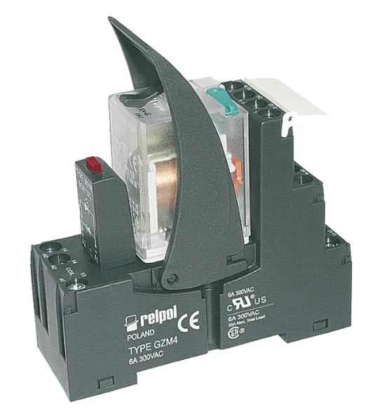 PIR4-120AC-00LV m/mek.ind.. test-/sperreknapp. varistor. LED. kompl. sokkel