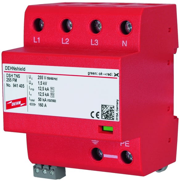 DEHNshield 50kA 255V 3P+N kombinert lyn- og overspenningsvern for TN-S