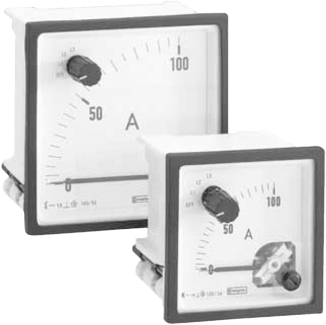 E243-02Q-G-SF-SF-C7-SW3. V-meter m/vender. 0/500V. 72x72mm