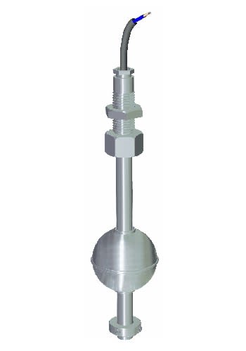 IMN RP INOX 3/8" prosess tilkobling. Flotør=Ø52mm. 2 kontakter.L=595mm. 5 meter PVC kabel