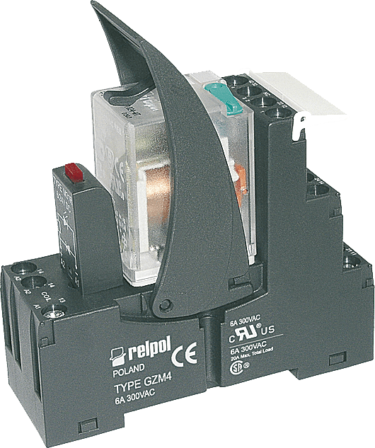 PIR4-120AC-00LV m/mek.ind.. test-/sperreknapp. varistor. LED. kompl. sokkel