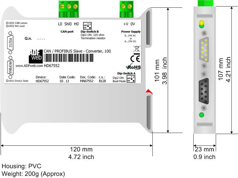 CAN / PROFIBUS Slave - Converter Elteco.no