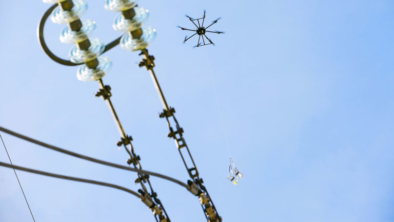 Drones in the power industry - drone in flight - Eltel Networks