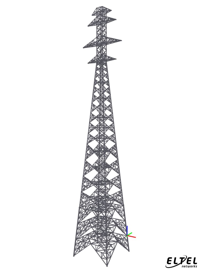 Model przestrzenny zaprojektowanego słupa dwutorowego linii 400 kV – eltelnetworks.pl