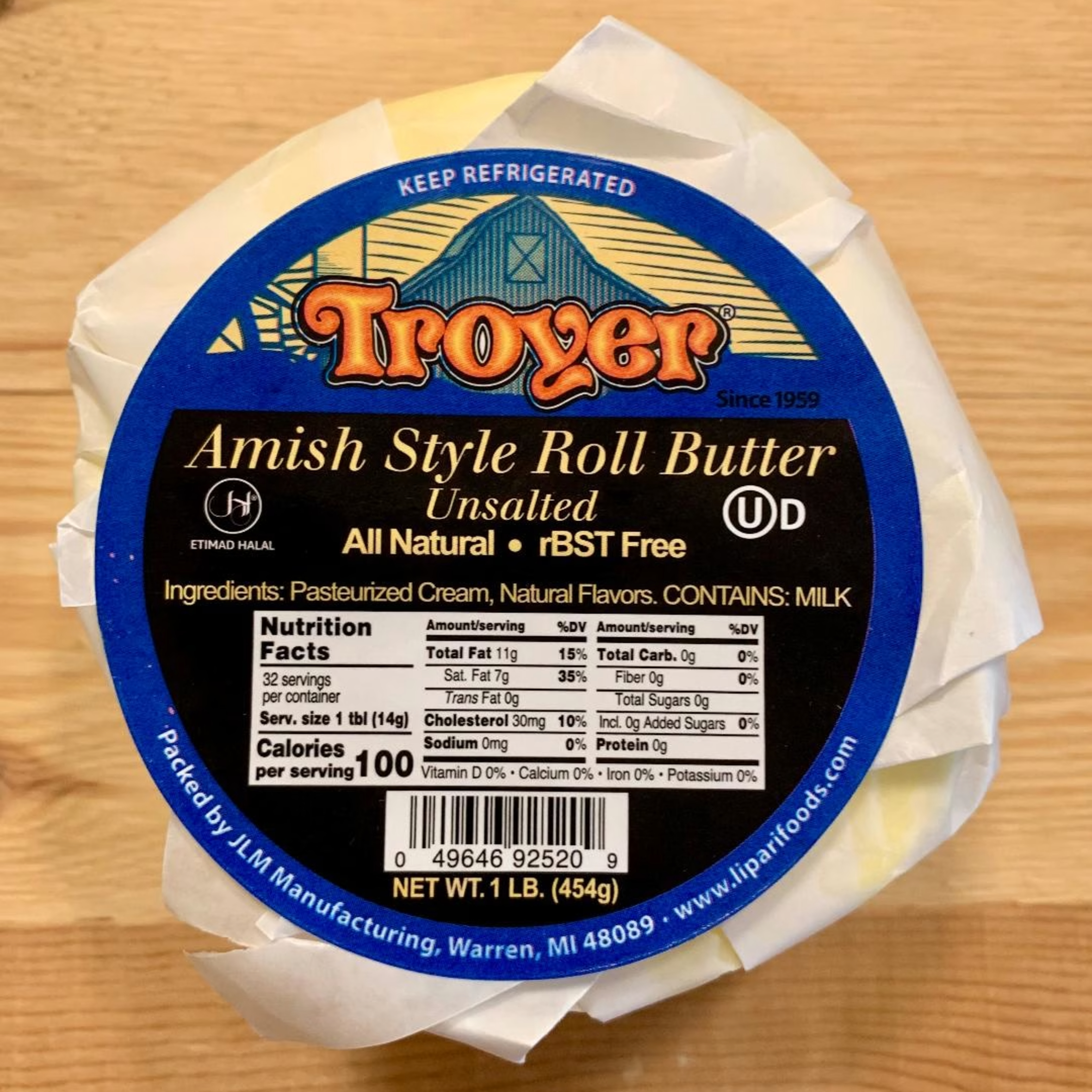 image of Unsalted Amish Style Roll Butter