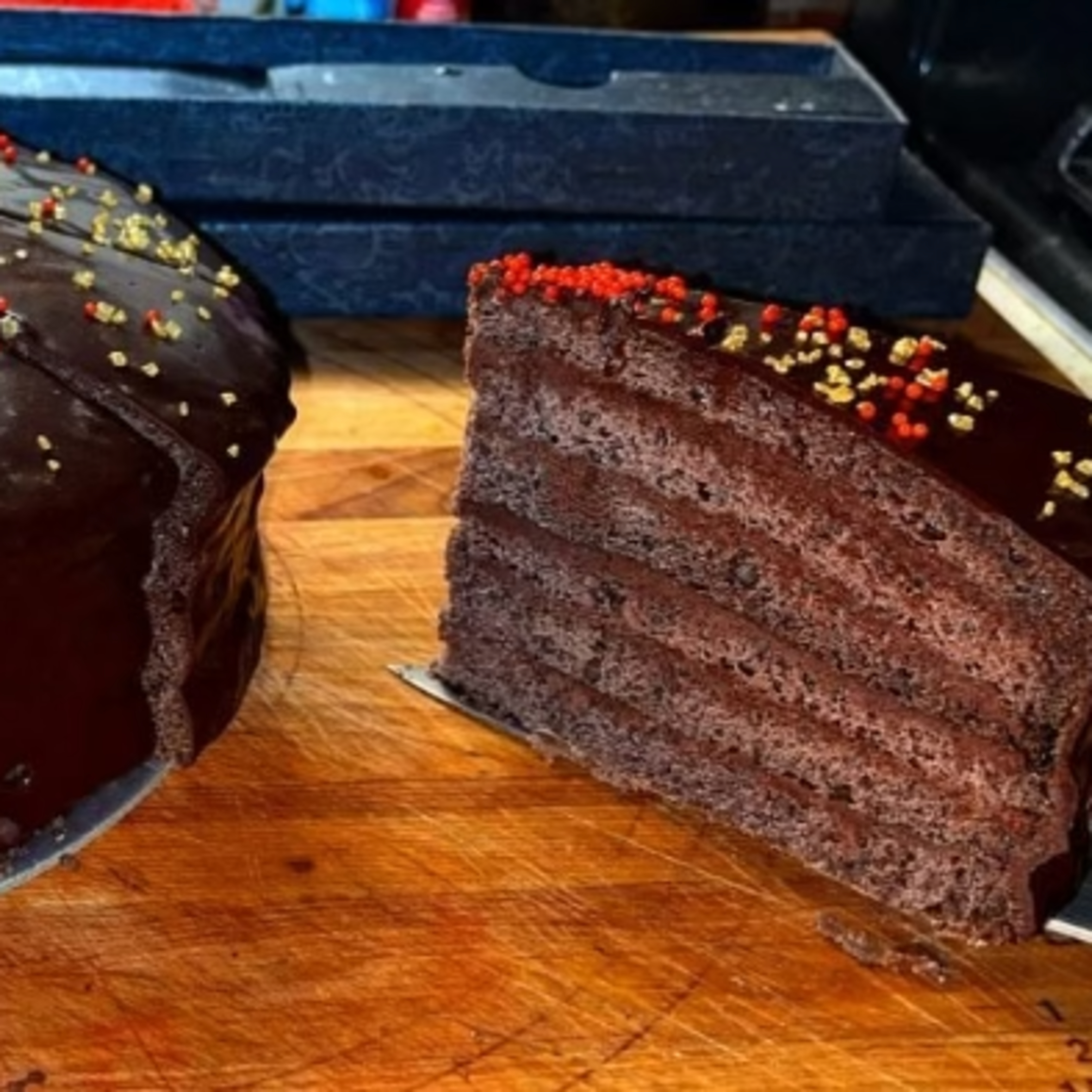 image of SIX LAYER CHOCOLATE GANACHE CAKE