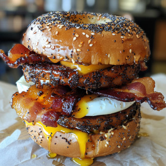Candied Bacon, Egg & Cheese Sandwich