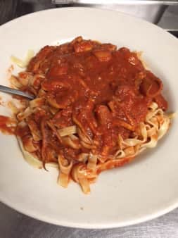 image of Calamari over Fettuccini