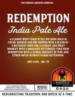 image of The Phoenix Brewing Co Redemption IPA, 4 pack Cans