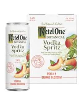 image of Ketel One Botanical Vodka Spritzer Peach and Orange Blossom, 4 pack cans
