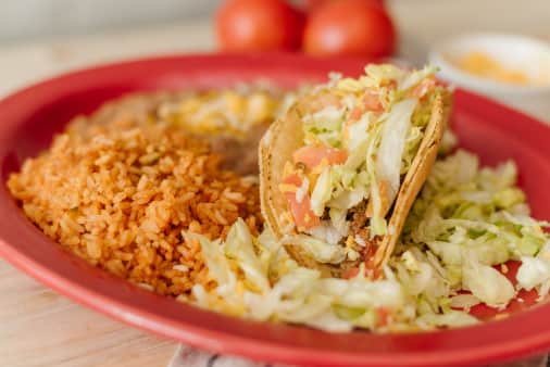 image of #8 Taco w/beans & rice