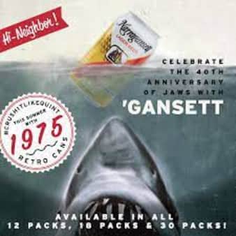 image of Narragansett Lager 40th Anniversary Limited shark cans, 12 pack cans
