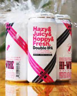 image of Hi-Wire Hazy & Juicy Double IPA, 4 pack cans
