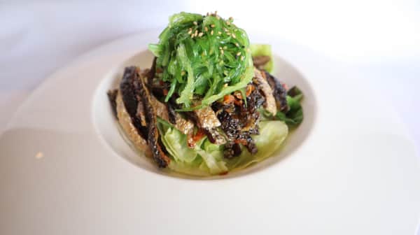 image of Smoke salmon skin salad