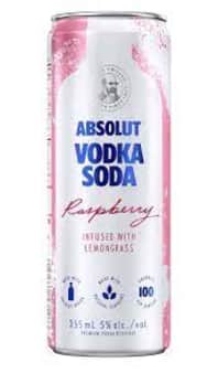 image of Absolut Vodka Raspberry Soda, 4 pack cans