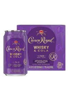 image of Crown Royal Whiskey and Cola, 4 pack cans 