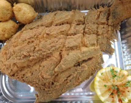 image of Diamond Scored Whole Flounder Dinner