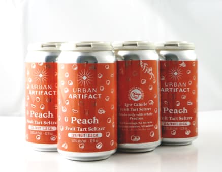 image of Uriban Artifact Fruit Tart Seltzer Peach, 6 pack cans