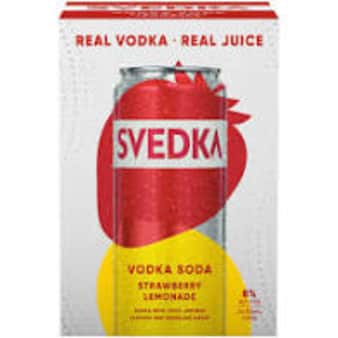 image of Svedka Strawberry Lemonade Vodka Soda, 4 pack cans