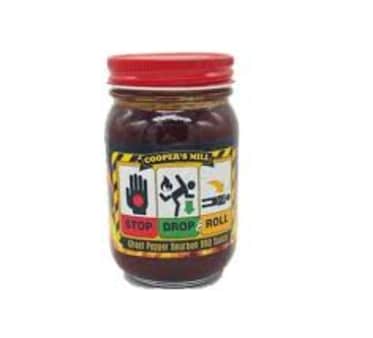 image of Coopers Mill Spicy Stop Drop and Roll Ghost Pepper Bourban BBQ sauce 