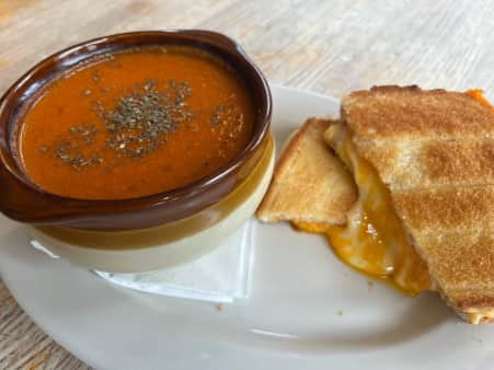 Deluxe Toasted Cheese and a bowl of Tomato Soup