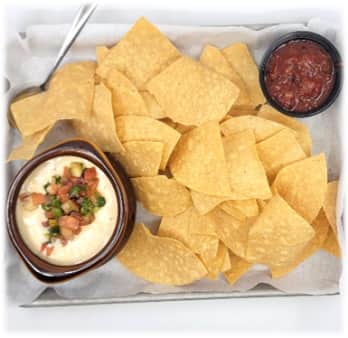 Chips & Queso with Fire Roasted Salsa
