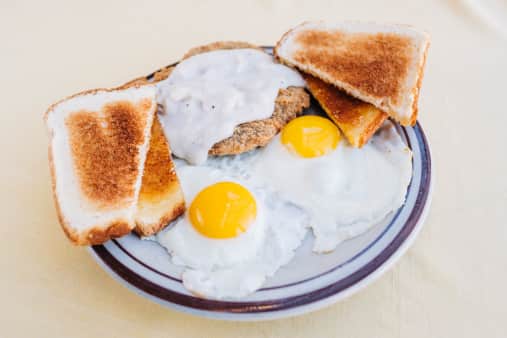 image of #3 CFS, 2 eggs, and toast
