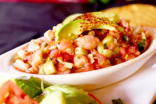 #Tostada De Ceviche De Camaron