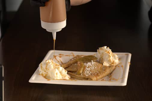 image of Caramel & Sauteed Apples w/ Cinnamon Crepes