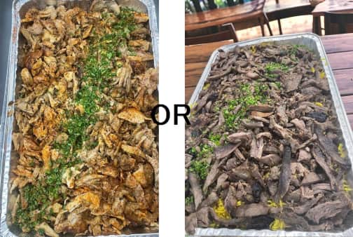 image of 179.99 Full Tray Shawarma Beef or Chicken, Mixed w/ Rice