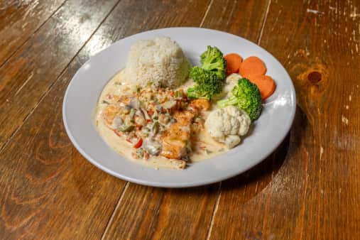 image of Salmon in Seafood Sauce