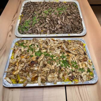 image of 109.99Half Tray Shawarma Beef or Chicken, Mixed w/ Rice