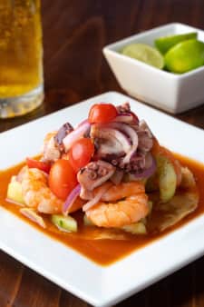 image of Tostada de Camaron  y Pulpo