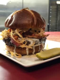 image of Beer Cheese Pretzel Burger