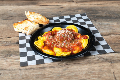image of Cheese Tortellini with Meatball and Garlic Bread
