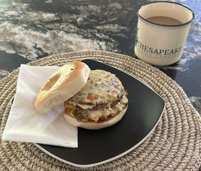 image of Bagel with egg, Sausage, and cheese