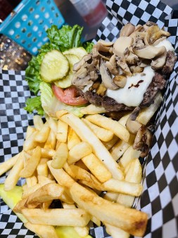 image of Mushroom Swiss Burger