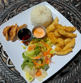 image of Tempura Walleye Pike Pieces with (3) Gyoza (Pot Stickers)