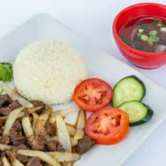 image of 46. Shaken Beef & Rice