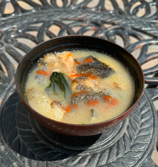 image of Miso Teriyaki Salmon Soup