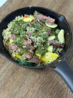 image of Seasonal Skillet with a 7oz NY Strip