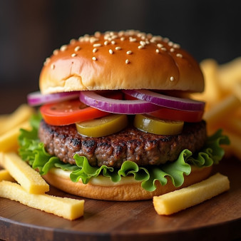 image of Beef&Lamb Burger w/ Fries 