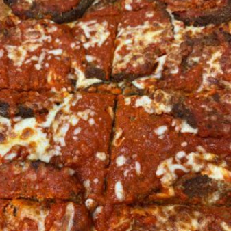 image of Fried Eggplant Parmigiana Pizza