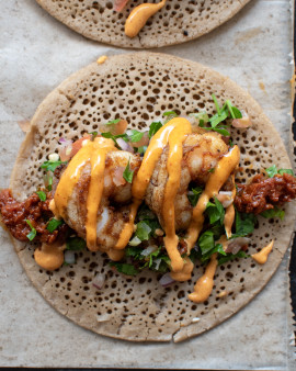 image of SHRIMP INJERA TACO