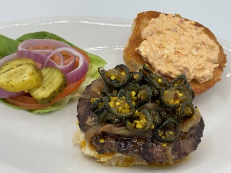 image of Candied Jalapeno Pimento Cheese Burger