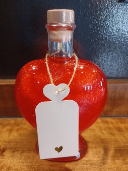image of Heart Shaped Bottle (RED GLIITER WINE)
