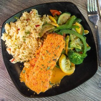 image of Blackened Salmon Roasted Red Pepper