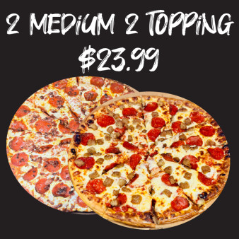 image of 2 Medium 2 Topping Pizzas