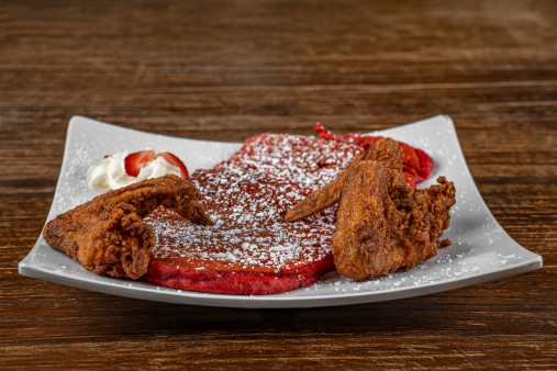 image of Chicken & Red Velvet Pancake